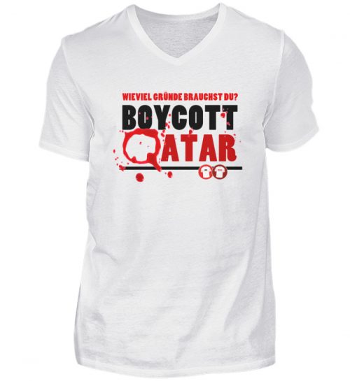 BOYCOTT QUATAR 2022 | WIEVIEL GRÜNDE? | Shirt, V-Neck - Herren V-Neck Shirt-3